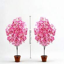 35-Inch Pink Sakura Tree, Artificial Cherry Blossom Tree, Low Maintenance Indoor/Outdoor Decor, Suitable For Weddings, Gifts, Check-In Stations, Spring & Summer - Pink - View 3