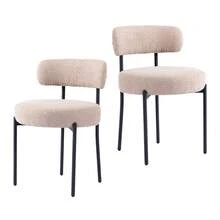 DYHOME  2er-Set Esszimmerstühle mit Rückenlehne, moderne Esszimmerstühle mit schwarzem Metallgestell, geeignet für Küche und Esszimmer - Aprikosenfarben - Übersicht 6