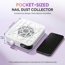 DianaBeauty Mini Brushless Turbo Nail Dust Collector With HD Display, Adjustable Speed, Portable Rechargeable Vacuum Suction, Low Noise For Manicure - White - View 8