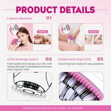 1pc Wireless Rechargeable Women's Underarm Hair Removal Device - Hot Pink - View 11