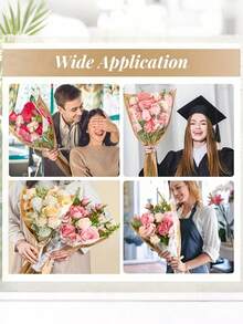 1/3/4件套母亲节鲜花礼盒 - 内含逼真的仿真玫瑰花束、3D立体母亲节贺卡、牛皮纸花包装袋和丝带。3D立体花束礼盒，紫色花束礼盒；花瓣柔软，枝条内置铁丝，可自由造型。 - 彩色 - 查看 10