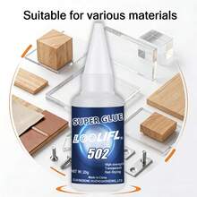 LOOLIFL 502 Super Pegamento 20g, 1-7 piezas de Cianoacrilato transparente adhesivo instantáneo para plástico, metal, madera, cerámica, manualidades y reparación DIY - AD502 - Ver 3
