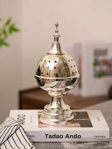 This Iron Incense Burner Is Particularly Suitable For Use On Holidays And Other Occasions. It Is 32cm High And Adopts A Beige And Black Color Scheme, And Can Also Be Used As A Minimalist Indoor Aromatherapy Device. It Elegantly And Naturally Combines The Dual Functions Of An Aromatherapy Tool And A Fragrance Diffuser, Infusing The Space With A Refreshing And Energizing Aroma. - Large Porous Incense Burner - View 3