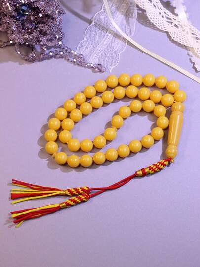 1 hộp tràng hạt đỏ/vàng gồm 45 hạt, đường kính 10mm, được làm thủ công với tua rua, chất liệu nhựa cao cấp, kiểu dáng Trung Đông Ả Rập, tràng hạt cầm tay thời trang, thích hợp cho tháng Ramadan, Eid, Ngày của Mẹ, các cặp đôi, sử dụng hàng ngày, làm quà tặng.