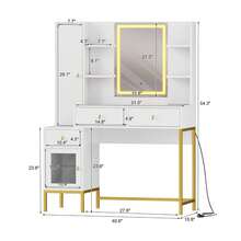 Vanities & Vanity Benches - White+Golden - View 2