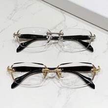 2pcFrameless Fashion Women's Polygon Glasses High-End Decorative Suitable For Office Eyewear - Multicolor - View 9