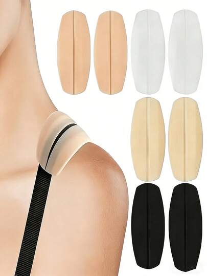 2 pezzi Cuscinetti antiscivolo in silicone per spalline, stabilizzatori per spalline di reggiseni, cuscinetti per le spalle multicolore senza cuciture che riducono la pressione, essenziali estivi, adatti per viaggi e stagione di matrimoni, invisibili, confortevoli e antiscivolo.