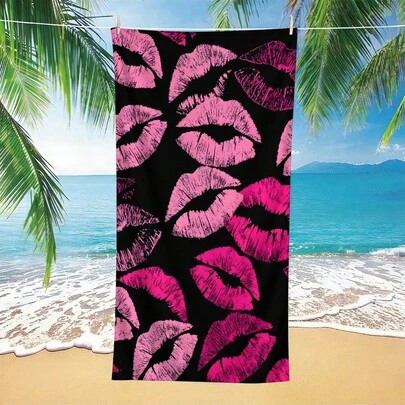 1条唇印沙滩巾，夏季送给妻子/丈夫的礼物，趣味新颖，适合户外活动、旅行、海滩度假、露营