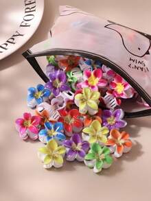 10/20/30 piezas Pinzas para el cabello con flores margaritas en estilo tie-dye, pinzas minimalistas para el flequillo y los lados, pinzas pequeñas para el cabello para mujeres (color aleatorio) - Multicolor - Ver 2
