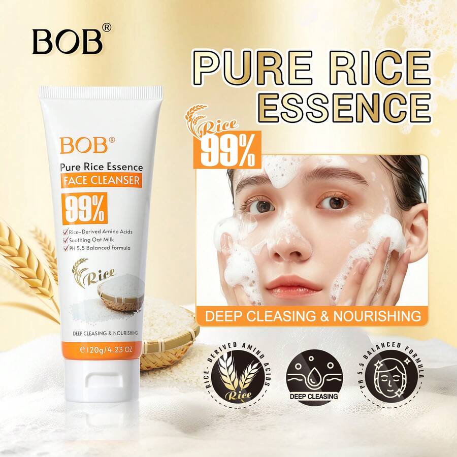 1瓶 BOB 大米洁面乳，清爽控油 - 深層清潔 - 查看 1