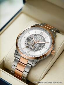 Fossil Neutra ME3196 Men's Stainless Steel Automatic Mechanical Watch With White Skeleton Dial - White - View 1