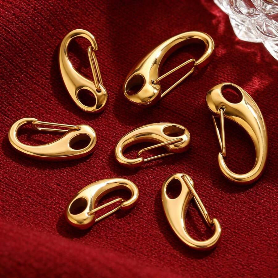 1个304不锈钢金银色蛋形触发式弹簧钩，登山扣，适用于DIY珠宝制作 - 龍蝦扣 - 查看 1