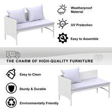 GartistGo 3 Pieces Outdoor Patio Furniture Set, Wicker Rattan Patio Seating Sofas With Coffee Table And Cushions - Grey - View 4