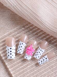 False Nail Pieces, 10 Pieces, Handmade, Simple And Fashionable Multi-Color Press On Nails - Baby Pink - View 2