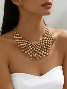 1 chiếc vòng cổ vàng dày kiểu Y2K hình bong bóng, trang sức nổi bật cho trang phục dự tiệc của nữ, vòng cổ bản to, vòng cổ ấn tượng, phụ kiện Y2K. - Nhiều màu - Xem 1