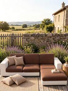 1pc Solid Color Elastic Sofa Cushion Cover, Modern Minimalist Polyester High Elasticity Dust-Proof Sofa Slipcover, Suitable For All Seasons, Summer Casual Garden Patio Rattan Sofa Seat Pad Protector - Coffee Brown - View 6