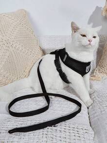 1pc Breathable Cat Harness & 1pc Cat Leash,Reflective - màu đen - Xem 8