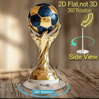 360° Rotatable 2D Acrylic Soccer Trophy Stand, Golden Football Player Figurine Ornament, Sports Fan Garden Yard Outdoor Decor