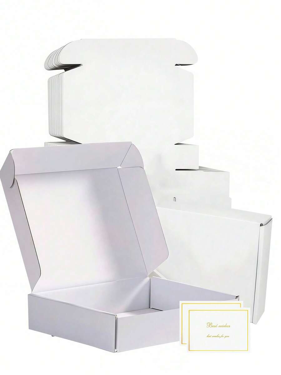 8 piezas - Cajas corrugadas blancas resistentes con tarjetas de felicitación - Perfectas para pequeñas empresas, comercio electrónico, envío y empaque | Cajas de regalo y almacenamiento, cajas de regalo corrugadas para envío y empaque, cajas de envío pequeñas, cajas de envío blancas, cajas corrugadas de embalaje plano, cajas de envío de documentos, empaque de joyería