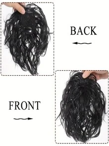 Heat-Resistant Synthetic Fiber Curly Hair Replacement Piece, Clip-In Curly Hair Replacement Piece For Top Of Head - Multicolor - View 5