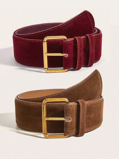 Bộ 1-2 chiếc thắt lưng bản rộng màu đỏ, nâu, xanh ô liu, thích hợp cho các buổi tiệc, phong cách đường phố, phụ kiện thời trang phối cùng váy, áo khoác, quần thường ngày, phù hợp cho công sở, hẹn hò, lễ hội.