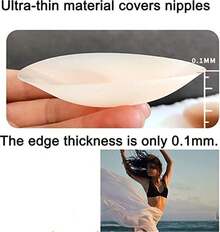 Invisible Lifting Upright Breathable Comfortable Nipples, Adhesive Silicone Nipple Pasties, Seamless Cake Cover (Champagne,10cm/3.74in) - Champagne - View 3