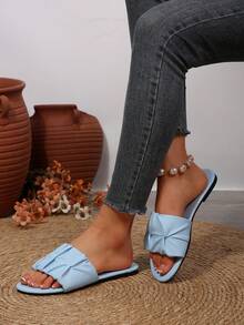 Dép xỏ ngón nữ, dép đế mềm chống trơn trượt, dép đi biển mùa hè, dép bít mũi vuông thời trang. - Màu xanh nhạt - Xem 4