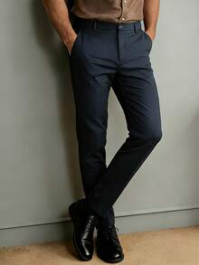 男士纯色商务通勤西装裤 - 深灰色 - 查看 3