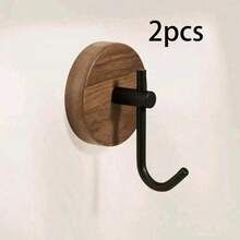 2/3pcs Walnut Wood Wall Hooks, Self-Adhesive, No Drilling Required, Fashionable Style, Easy Installation, Suitable For Clothes, Keys, Towels, Ideal For Kitchen, Bathroom, Door Decor, Wall Decor, Rustic Style Decoration And Home Decor - Multicolor - View 14