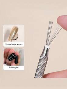 1支金属多功能美甲纹理刷，美甲绘图笔，点彩笔，专业美甲沙龙工具 - 彩色 - 查看 2