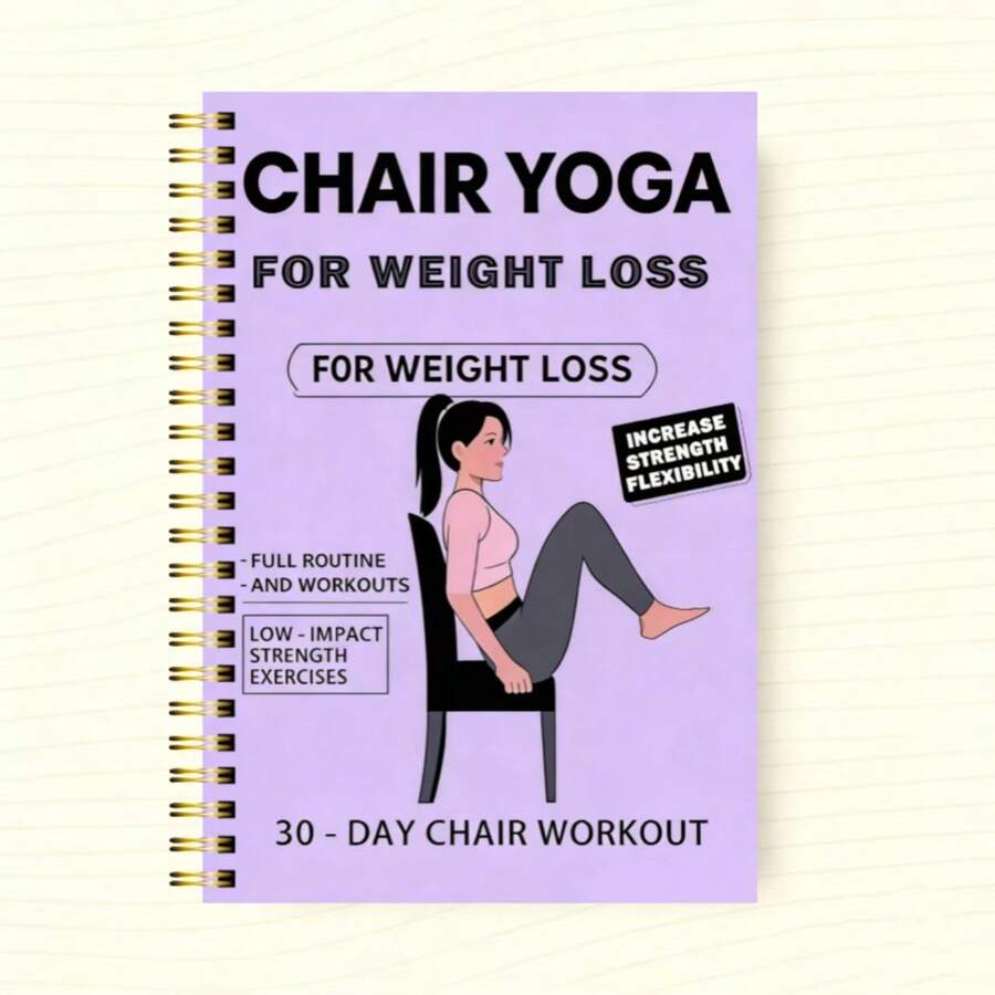30-Day Chair Yoga Guide, Suitable For Weight Loss, Muscle Strengthening And Flexibility - Beginner-Friendly Exercises, Includes 60 Poses, Suitable For Seniors And Adults, 5.5x8.3 Inches, Green Cover Design, Senior Fitness | Spiral Bound | Spiral Binding, Yoga Exercise Guide - B - View 1