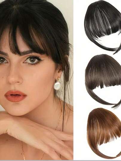 Tóc mái kẹp bằng tóc thật - Tóc mái mỏng nhẹ, vô hình và tỉa gọn hai bên thái dương dành cho nữ, kiểu tóc tự nhiên hàng ngày và công sở.