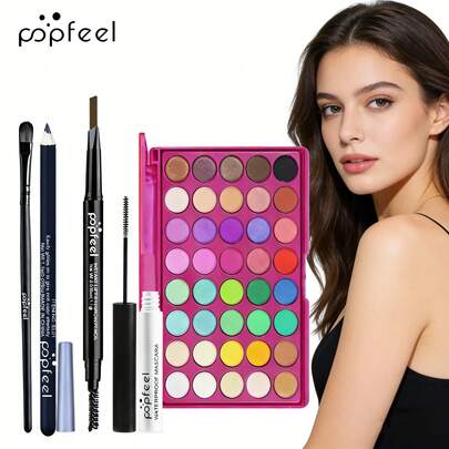  Bộ trang điểm mắt đa năng POPFEEL, bảng phấn mắt 40 màu kèm chì kẻ lông mày, hoàn hảo cho người mới bắt đầu, món quà lý tưởng cho người yêu, gia đình và bạn bè.