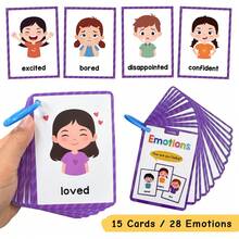 28个单词 儿童学习我的情绪感觉英语闪卡 儿童早期教育启蒙闪卡 - 彩色 - 查看 3