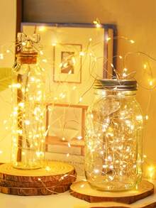 1 pièce Guirlande lumineuse de 2 m avec 20 LED et 8 modes d'éclairage, lumières sur fil de cuivre pour la décoration de la chambre, les fêtes, les anniversaires, les célébrations, créant une atmosphère chaleureuse - Ligne Argent - Voir 7