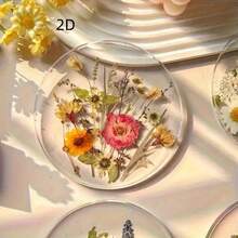 2D Flat Printing, 4-Piece Acrylic Coasters, Colorful Printed Outdoor Coasters, Wedding, Birthday And Mother's Day Gift Table Decorations, Wildflower Artistic Design, 2D Flat Patterns, Home Decoration Ornaments - 亞克力杯墊4件 - 查看 7