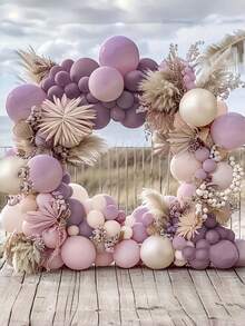 101/202个紫色、沙白色和香槟金色乳胶气球套装，适用于生日派对、周年纪念、毕业典礼、新娘送礼会、情人节、新年、开业典礼、家居装饰、气球装饰、派对装饰、摄影道具和静物装饰 - 淡紫色 - 查看 7