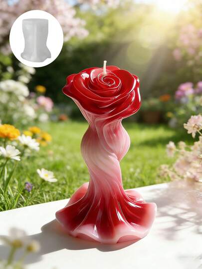 优雅玫瑰花裙硅胶模具，精致工艺模具，适用于香薰蜡烛和石膏扩香石，完美的母亲节礼物，梳妆台装饰和婚礼回礼