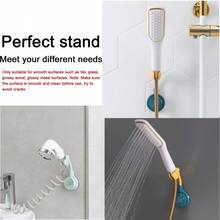 Shower Head Holder - Bathroom Suction-Cup Shower Mount: Detachable, Wall-Mounted, Adjustable, And Rotatable - Orange - View 7