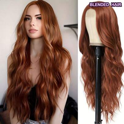 32 Inch 200% Density Body Wave Lace Front Wigs Human Blended Hair Pre Plucked 13x4 HD Transparent Lace Frontal Wig With Baby Hair Brazilian Virgin Hair #350 Ginger Lace Front Wigs For Women Natural Hairline Color Wig