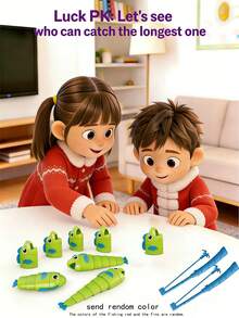 教育洞察“大鱼捕捞”游戏——钓到最长鱼的玩家获胜，派对对战玩具 - 彩色 - 查看 2