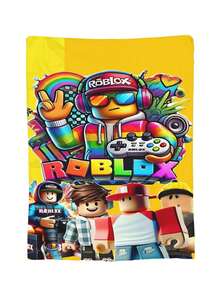 R Robloxs Game Throw Blanket Warm Blankets Breathable Air Conditioner Blanket For Car Classic Outdoor Blankets For Picnic For All Season - 黑色 - 查看 2
