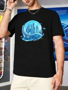Men Plus Size T-Shirts - Black - View 1