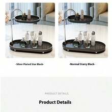 Kệ đựng đồ trang điểm hai tầng đa chức năng, tiết kiệm không gian, dùng để đựng mỹ phẩm, son môi, nước hoa, chìa khóa và các vật dụng nhỏ, thiết kế trang trí phù hợp cho phòng tắm, bàn trang điểm và lối vào. - màu đen - Xem 2