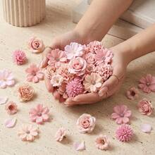 30pcs Mixed Pink Artificial Peony & Rose Flower Heads, Suitable For DIY Wreath/Bouquet/Corsage/Gift Packaging, Mother's Day/Wedding/Valentine's Day/Home Party Decor, Living Room & Cake Decoration, Ideal For Crafters & Florists - Pink 30-flower Mixed Pack - View 5