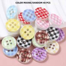 20/40/50 PCS, 1.2cm/1.25cm Round/Heart Grid Print 4-Hole Buttons, Suitable For Clothing Accessories, Dresses, Jackets, Shirts, Sweaters DIY, Dolls, Phone Cases Decoration - Checkered Print - View 27