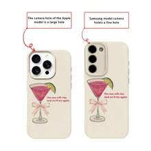 1 chiếc ốp lưng điện thoại bằng chất liệu TPU, họa tiết cocktail Martini nơ hồng, tương thích với iPhone 17 Pro Max/17/16 Pro Max/15/13/12/11, S20 FE/A15/S24/A55, Note 11/12/13 Pro, bảo vệ điện thoại toàn diện, chống rơi vỡ, mềm mại. - trắng - Xem 7