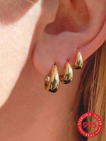 3 đôi bông tai bạc 925 nguyên chất tối giản, sáng bóng, đa năng dành cho nữ, trang sức thanh lịch cho lễ đính hôn/kỷ niệm/cưới, bông tai pha lê thời trang, lựa chọn quà tặng tuyệt vời.