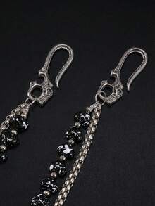 1 chiếc dây xích quần hình trái tim hai lớp kiểu Gothic đính hạt và họa tiết vẩy sơn, móc cài hình đầu lâu, phụ kiện unisex cho trang phục thường ngày và lễ hội, trang sức nam. - Nhiều màu - Xem 2