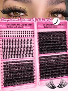 651款睫毛嫁接套装，DIY睫毛嫁接套装，D型卷翘个人睫毛簇套装，仙女单尖下睫毛，包含胶水、封层剂和睫毛夹工具，适合日常使用，睫毛套装，睫毛簇，适合旅行、日常佩戴、新手、婚礼、约会、派对、节日等场合，非常适合作为圣诞节/万圣节/礼物睫毛套装，假睫毛 - 黑色 - 查看 6